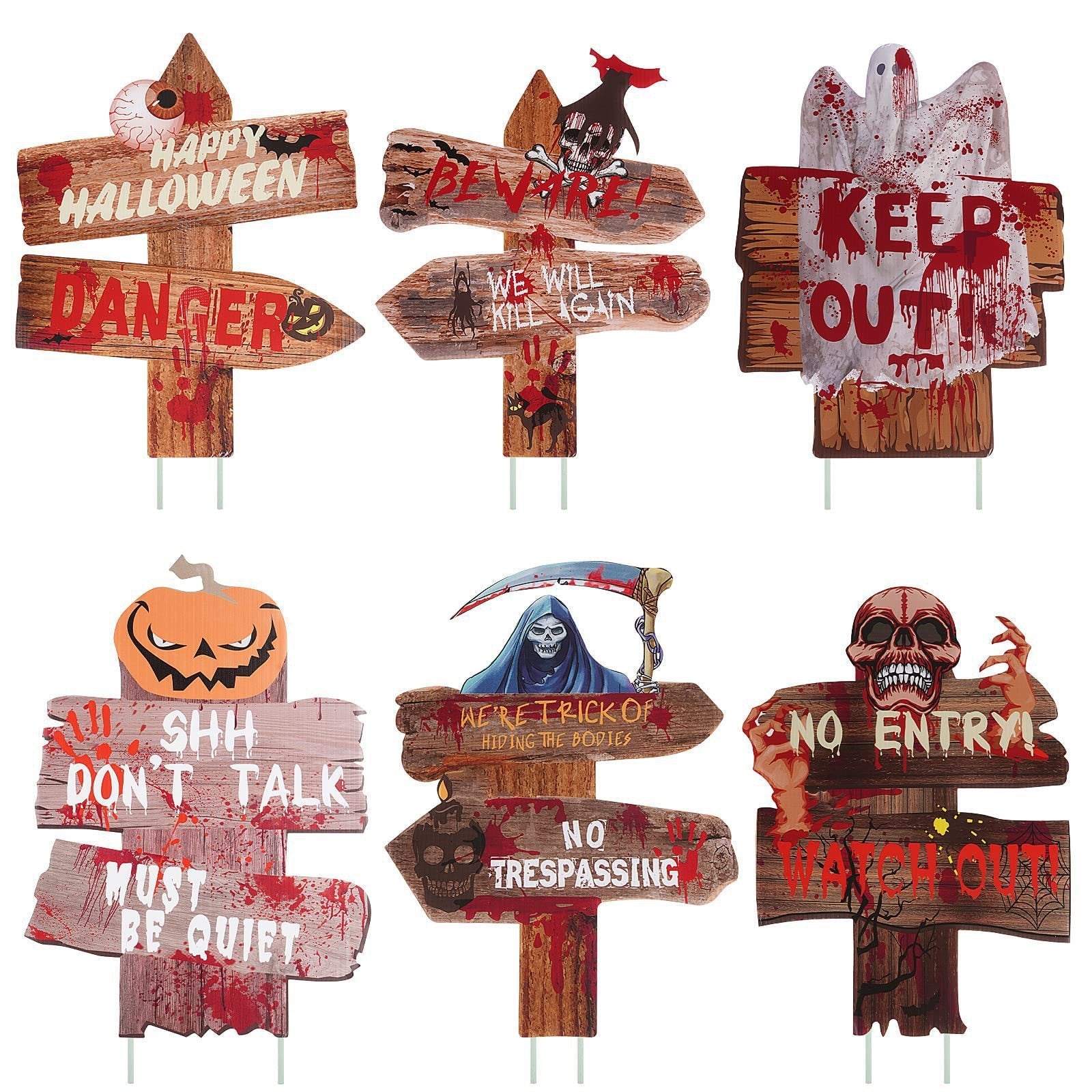 Letreros de Halloween para jardín con estaca decorativa