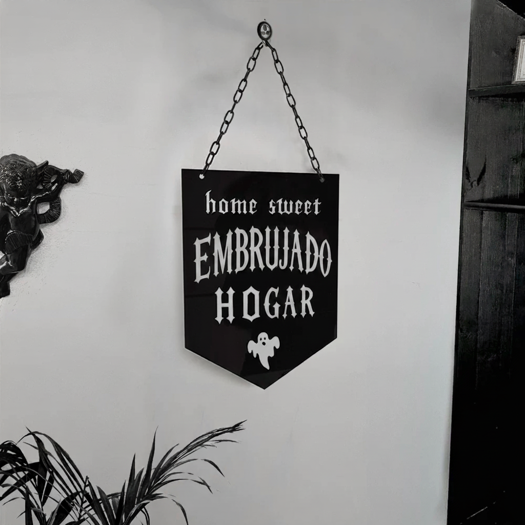 Letrero Gótico de Pared con Cadena Estilo Halloween - 1