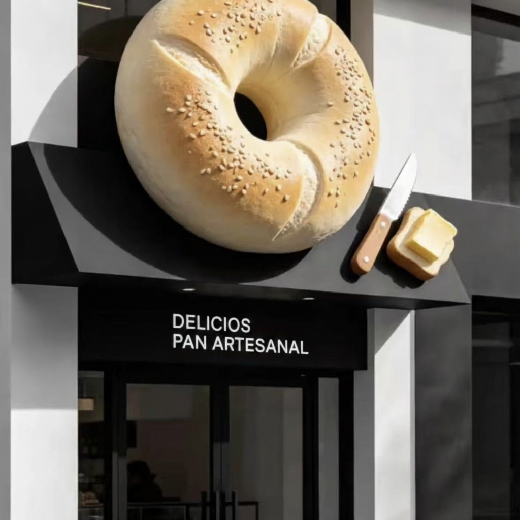 Escultura decorativa 3D para fachada de negocio