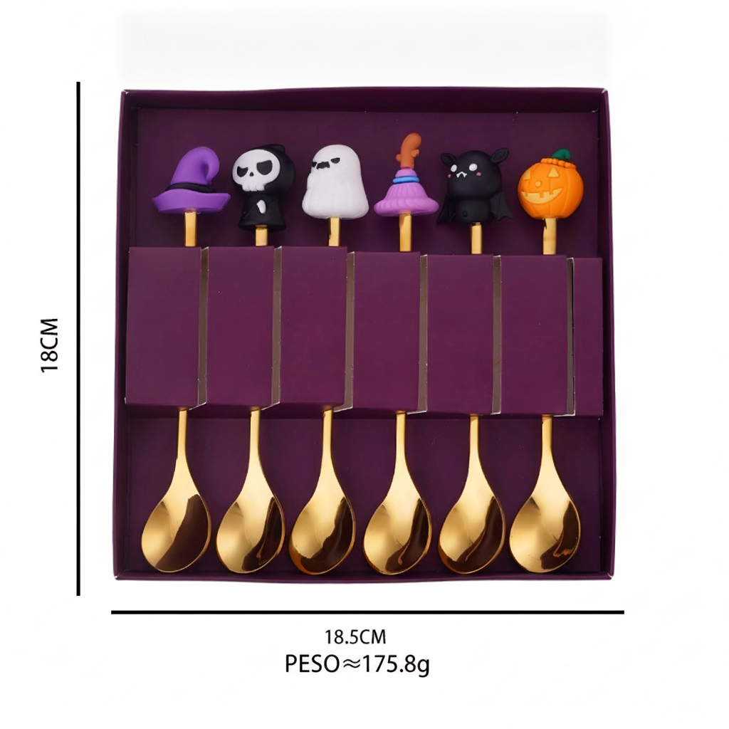 Set de cubiertos Halloween acero inoxidable 4 o 6 piezas