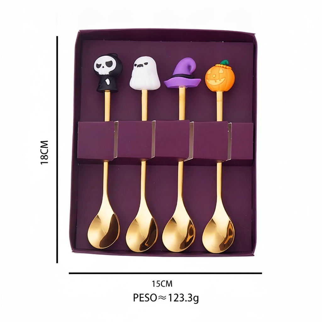 Set de cubiertos Halloween acero inoxidable 4 o 6 piezas