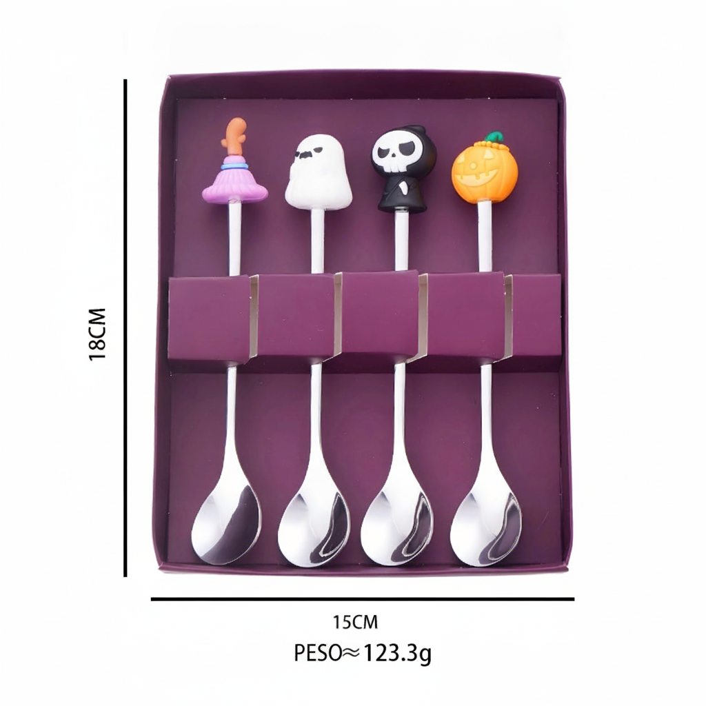 Set de cubiertos Halloween acero inoxidable 4 o 6 piezas