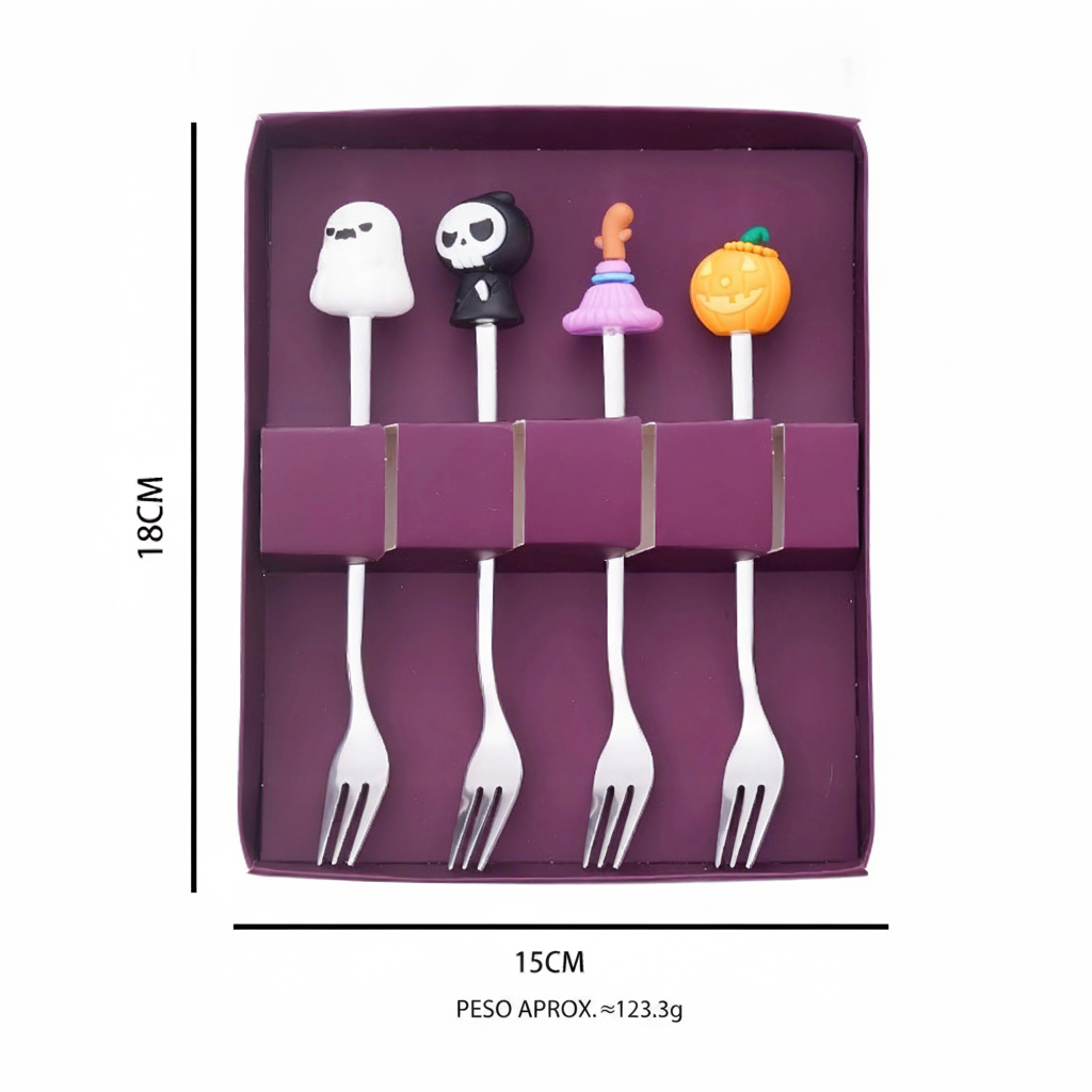 Set de cubiertos Halloween acero inoxidable 4 o 6 piezas