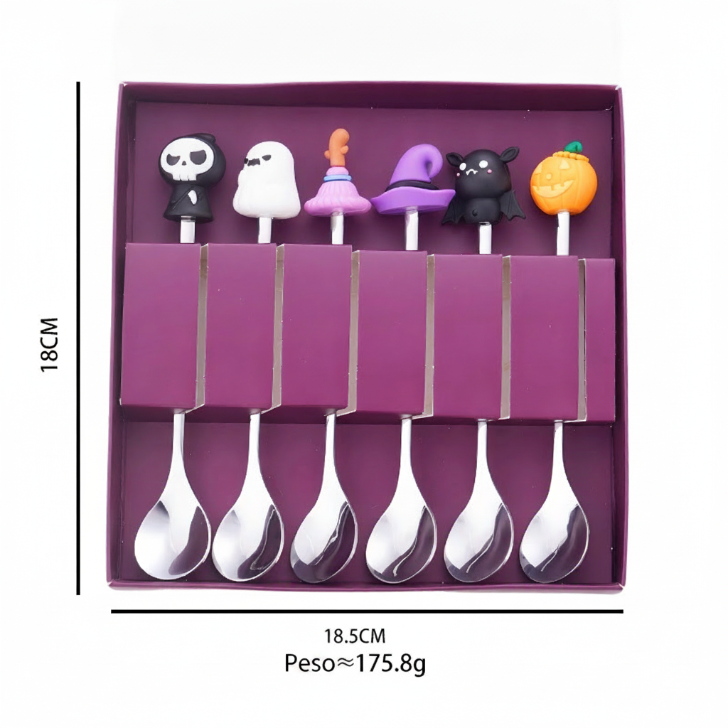 Set de cubiertos Halloween acero inoxidable 4 o 6 piezas