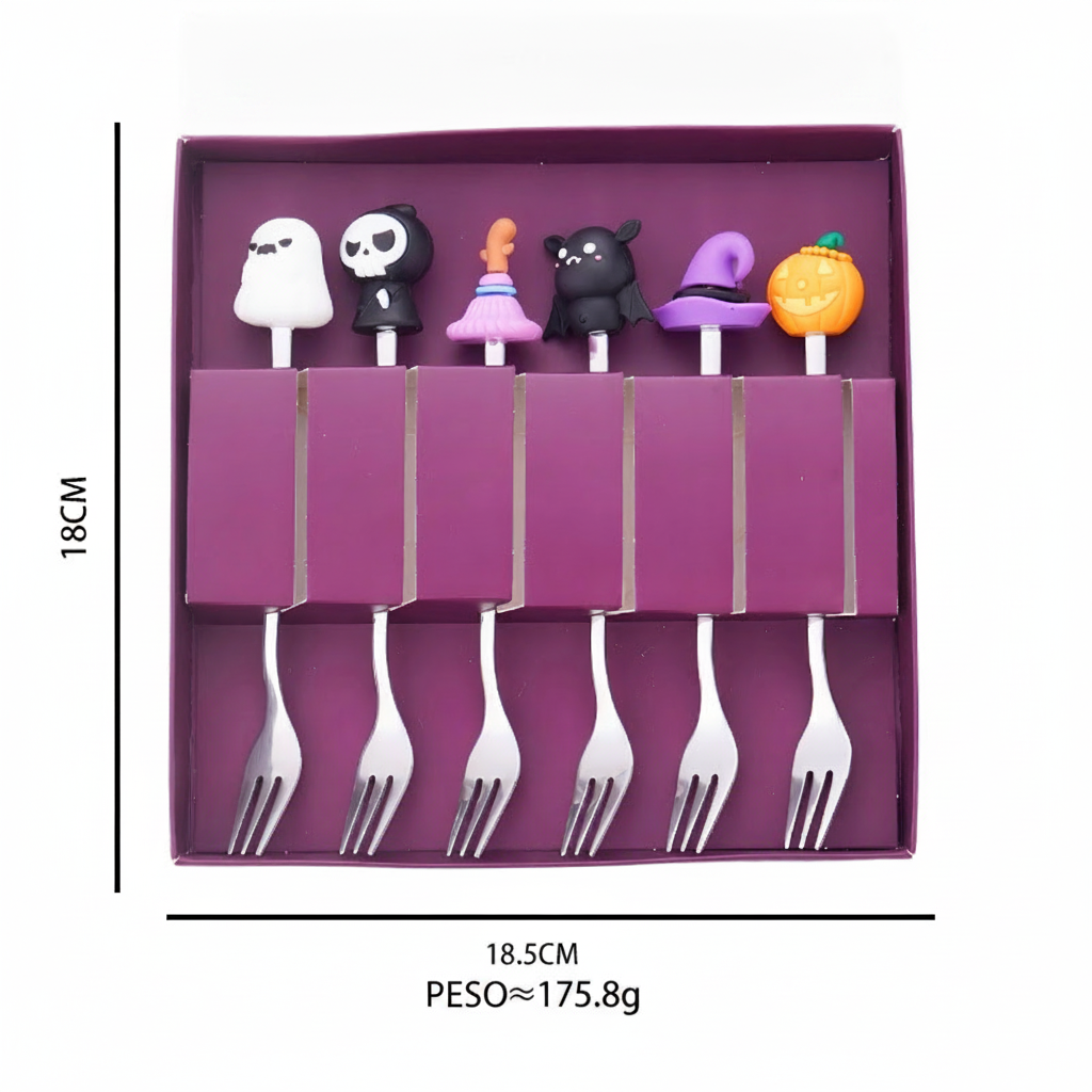Set de cubiertos Halloween acero inoxidable 4 o 6 piezas