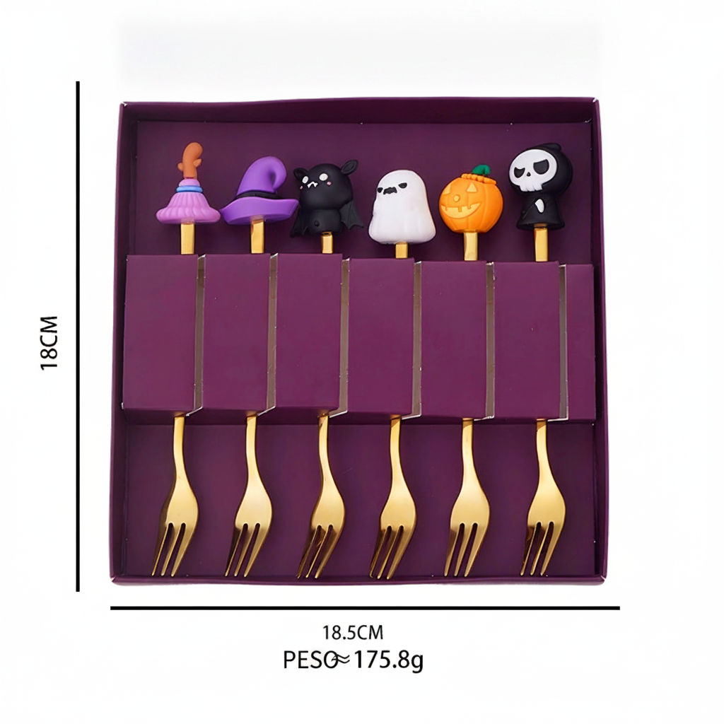Set de cubiertos Halloween acero inoxidable 4 o 6 piezas