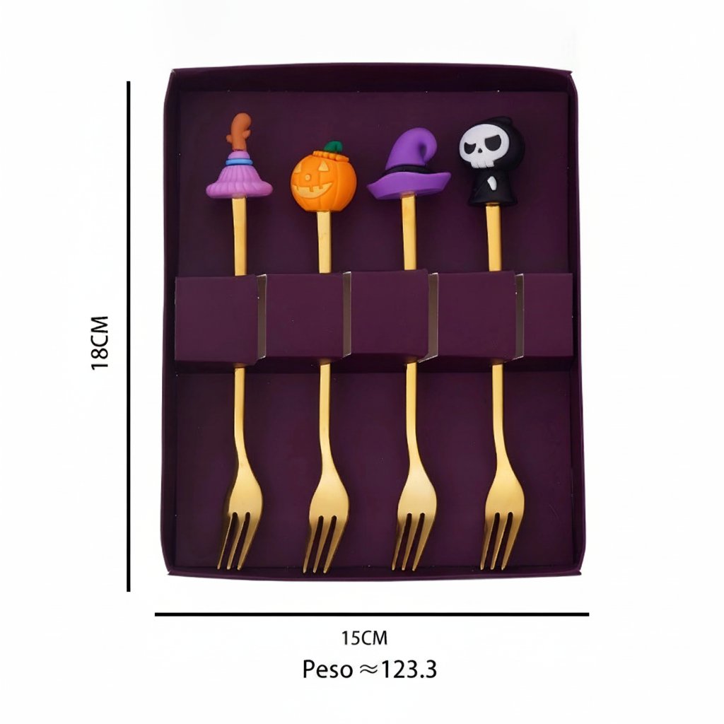 Set de cubiertos Halloween acero inoxidable 4 o 6 piezas