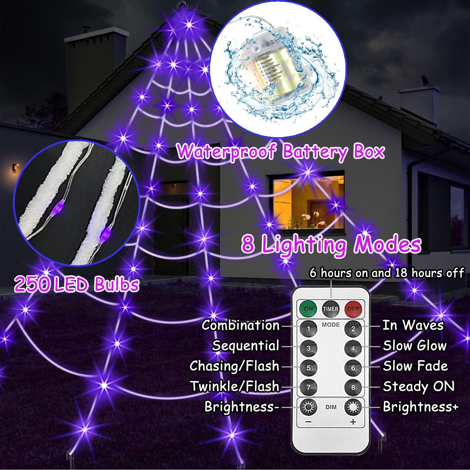 Araña Gigante de Halloween con Luces LED y Telaraña