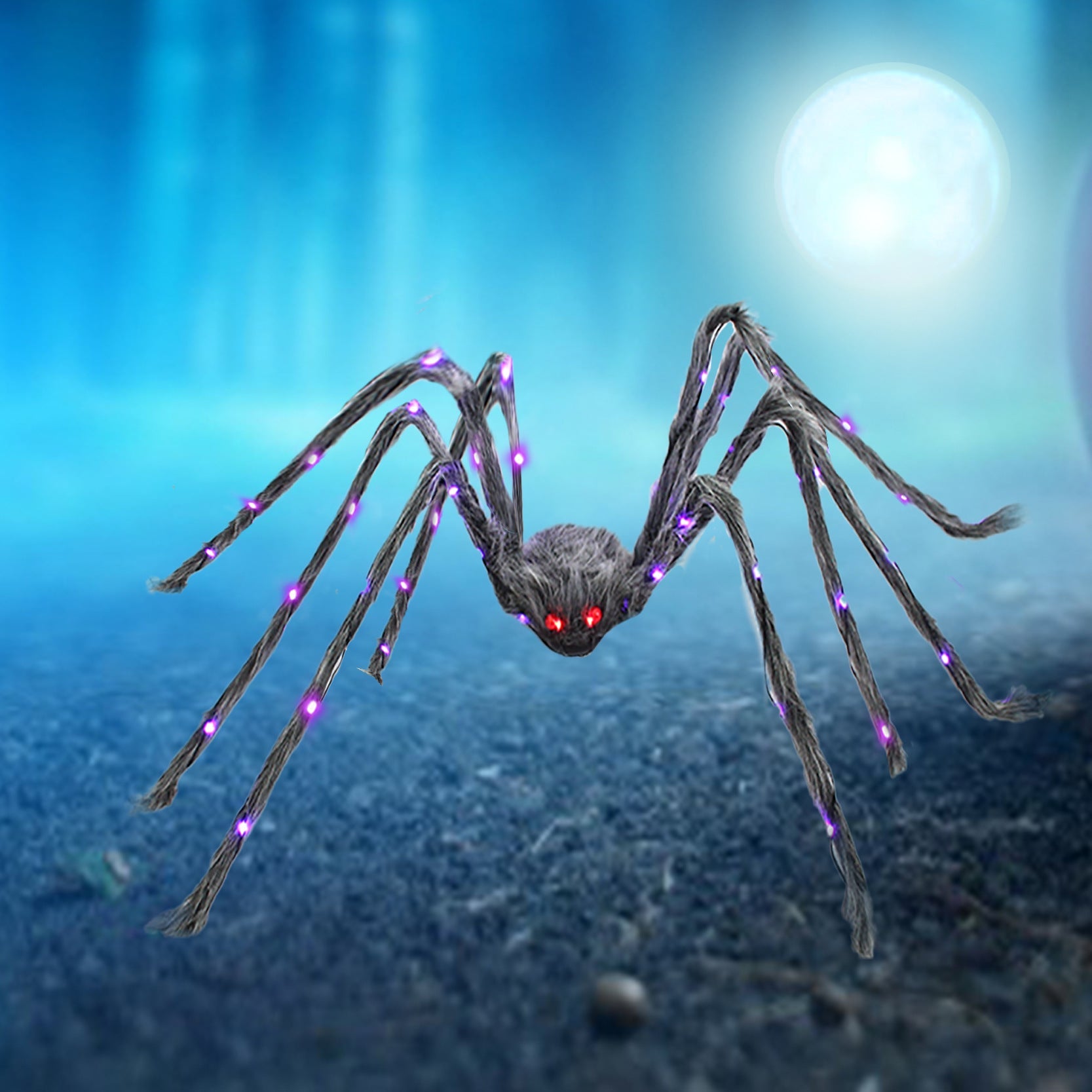 Araña Gigante de Halloween con Luces LED y Telaraña