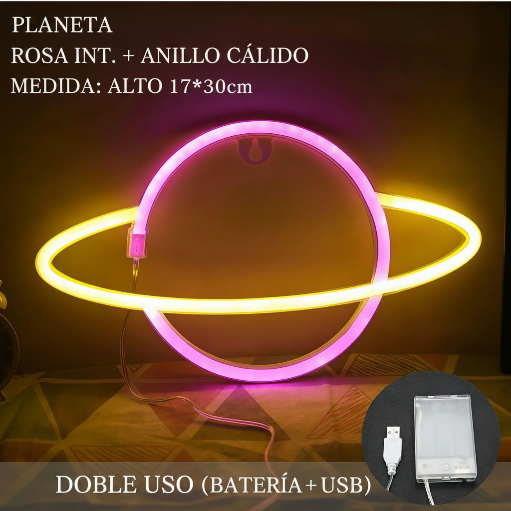 Lámpara Neón LED Decorativa con Formas y Diseños