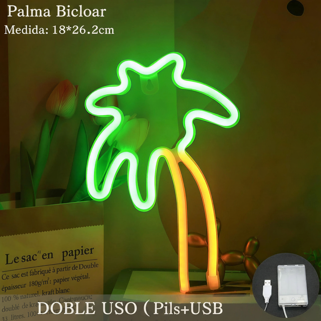 Lámpara Neón LED Decorativa con Formas y Diseños