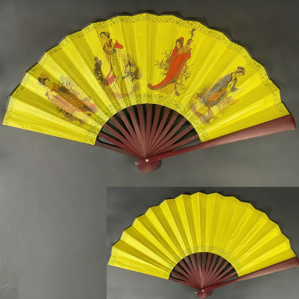 Abanico plegable de bambú y seda estilo oriental 25 cm
