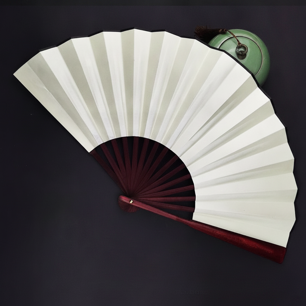 Abanico plegable de bambú y seda estilo oriental 25 cm