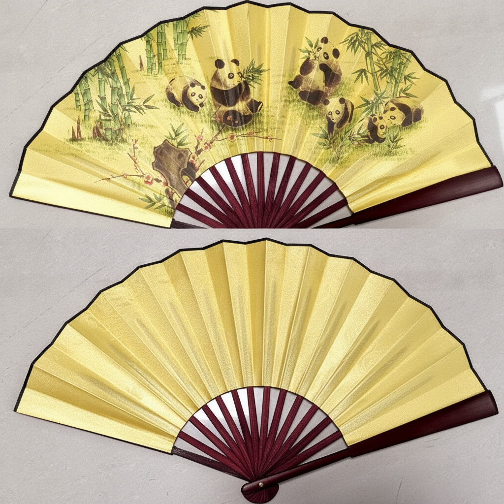 Abanico plegable de bambú y seda estilo oriental 25 cm