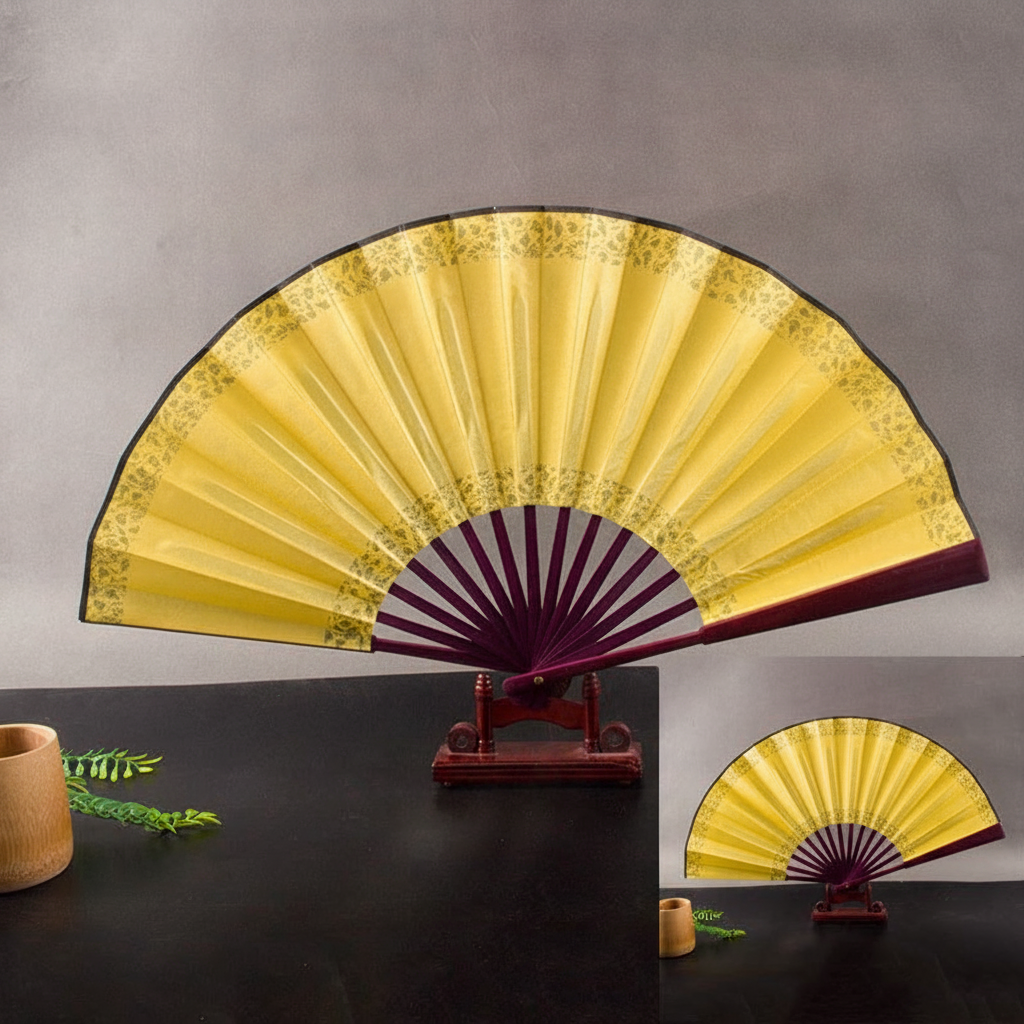 Abanico plegable de bambú y seda estilo oriental 25 cm