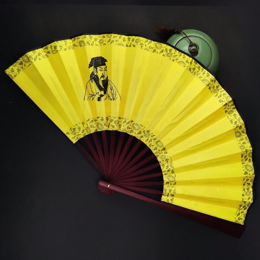 Abanico plegable de bambú y seda estilo oriental 25 cm