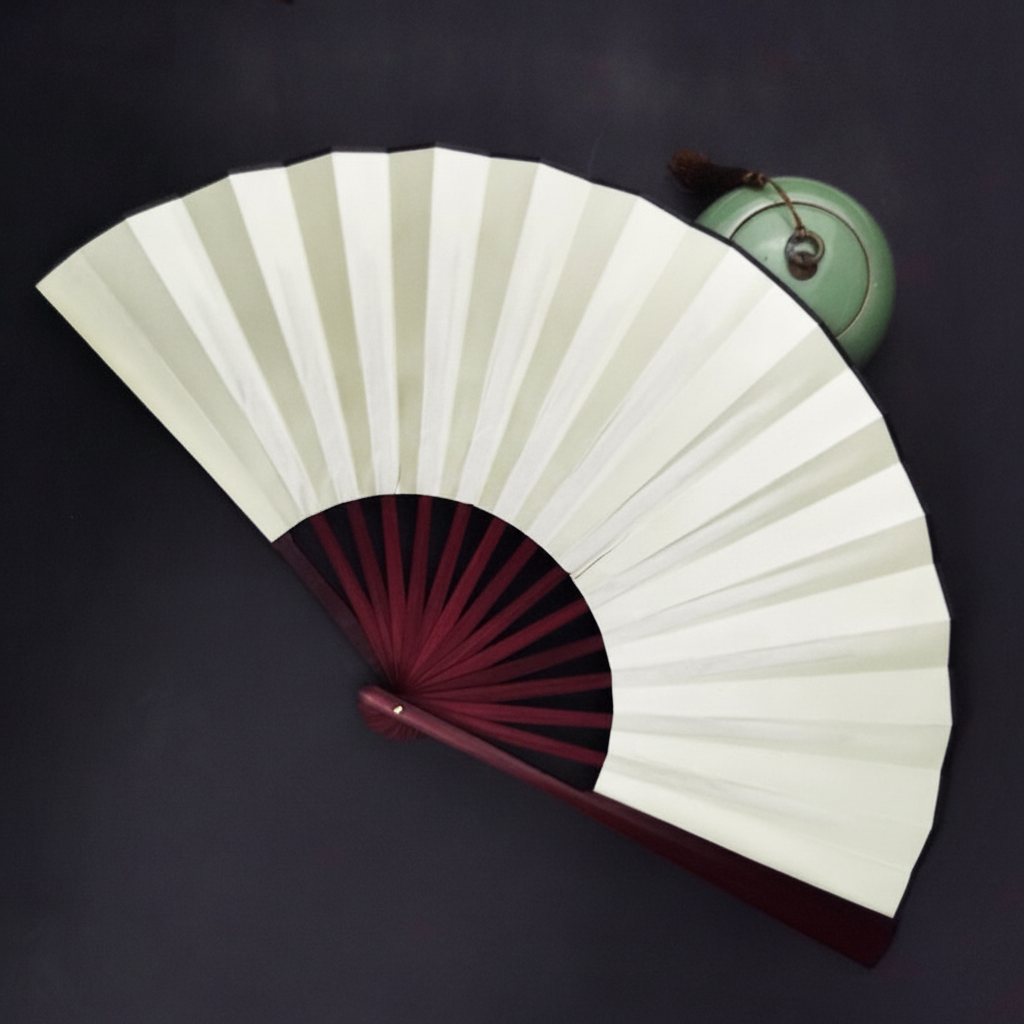 Abanico plegable de bambú y seda estilo oriental 25 cm