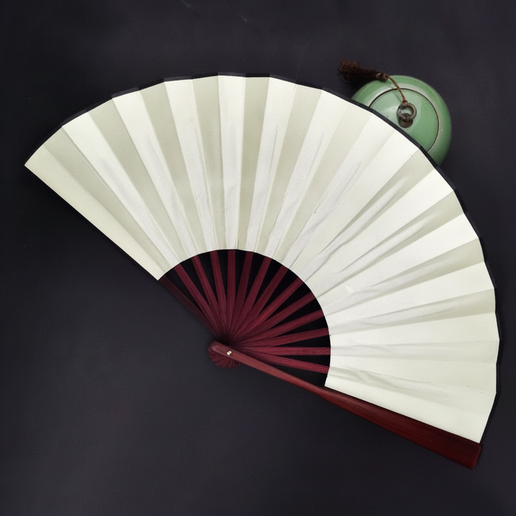 Abanico plegable de bambú y seda estilo oriental 25 cm