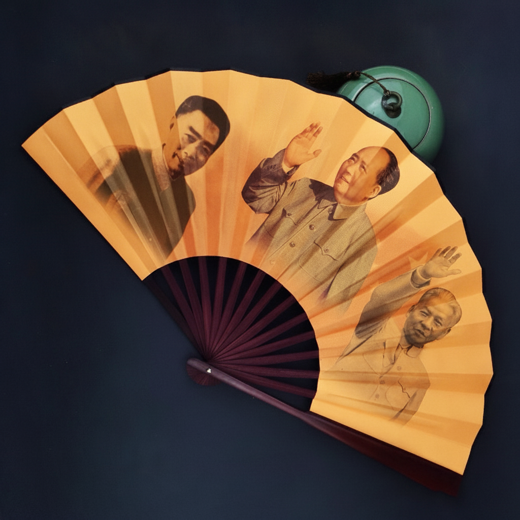 Abanico plegable de bambú y seda estilo oriental 25 cm