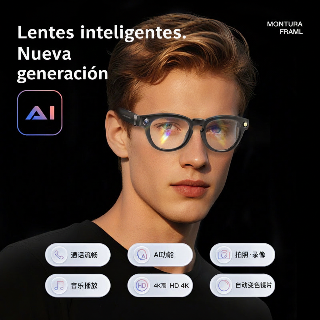Lentes Inteligentes Q8 Cámara 8 MP con IA y Traducción - 1