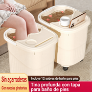 Tina para baño de pies profunda con tapa y ruedas PP - 1
