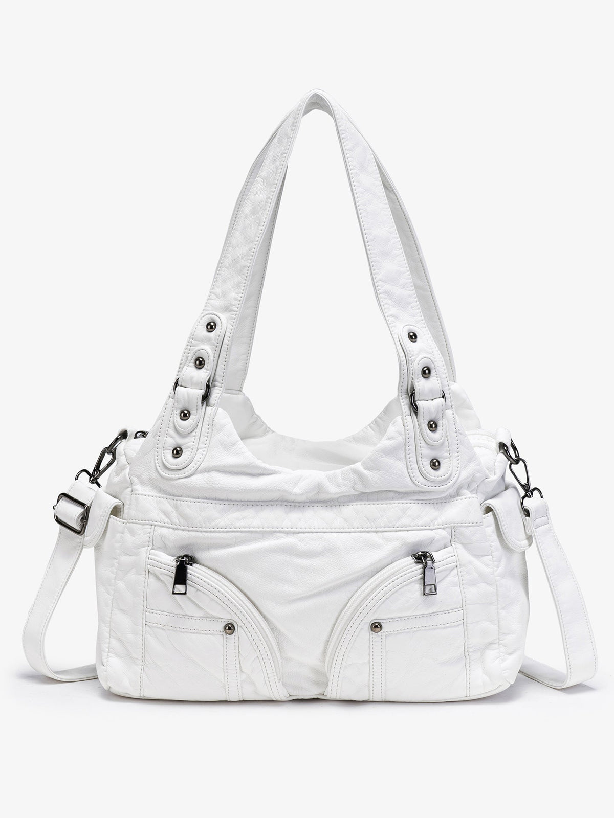 Bolsa cruzada Y2K estilo moto con remaches PU suave - 1