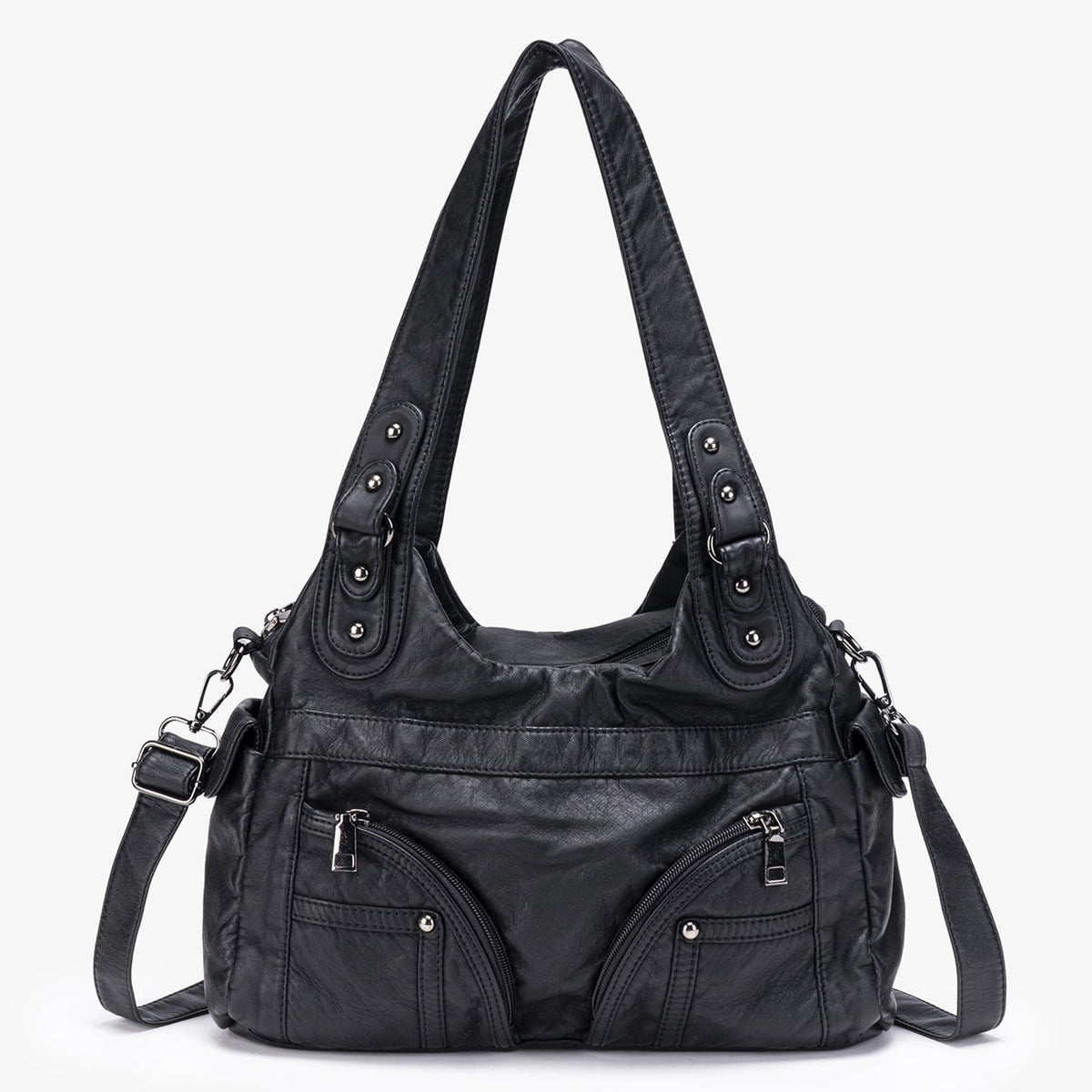 Bolsa cruzada Y2K estilo moto con remaches PU suave