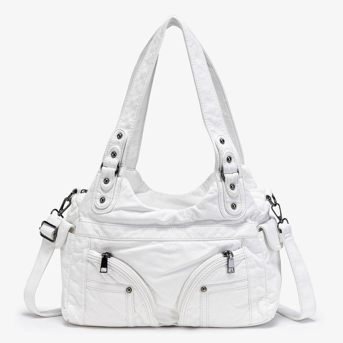 Bolsa cruzada Y2K estilo moto con remaches PU suave