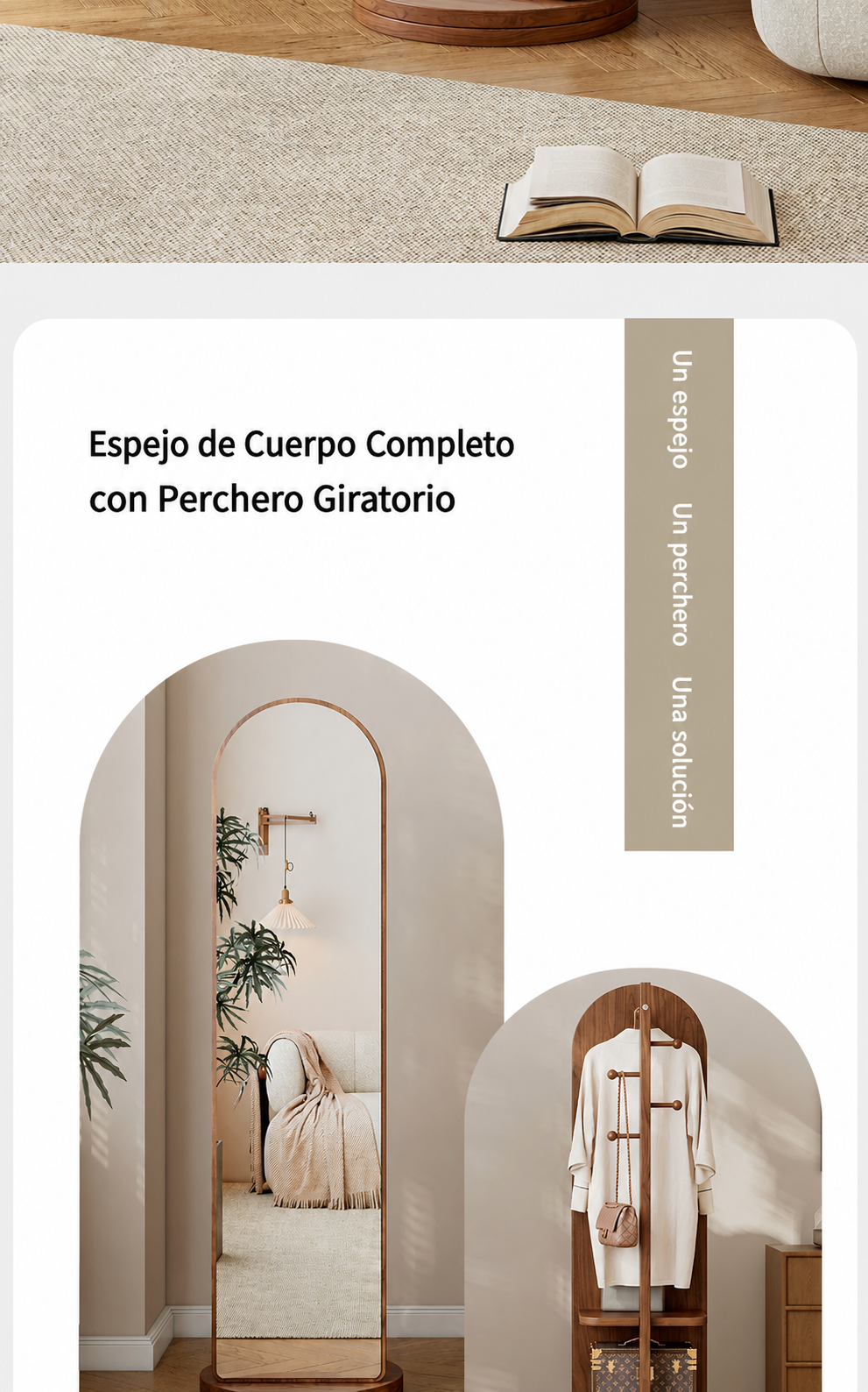 Espejo de Cuerpo Completo con Perchero Giratorio - 7