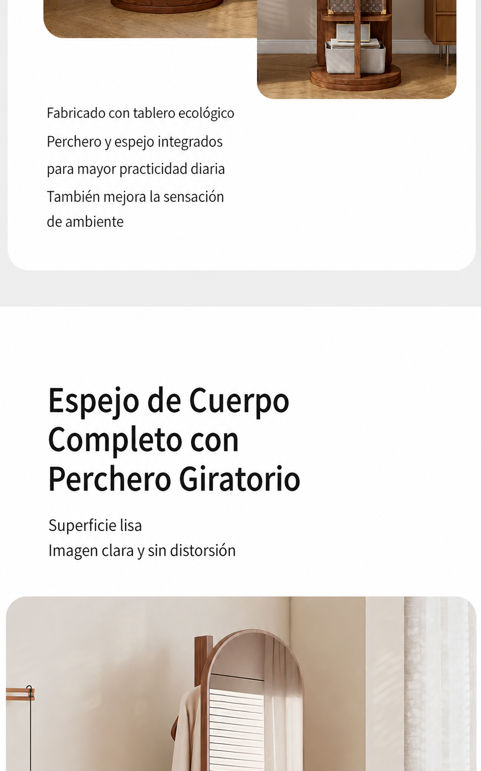 Espejo de Cuerpo Completo con Perchero Giratorio - 8