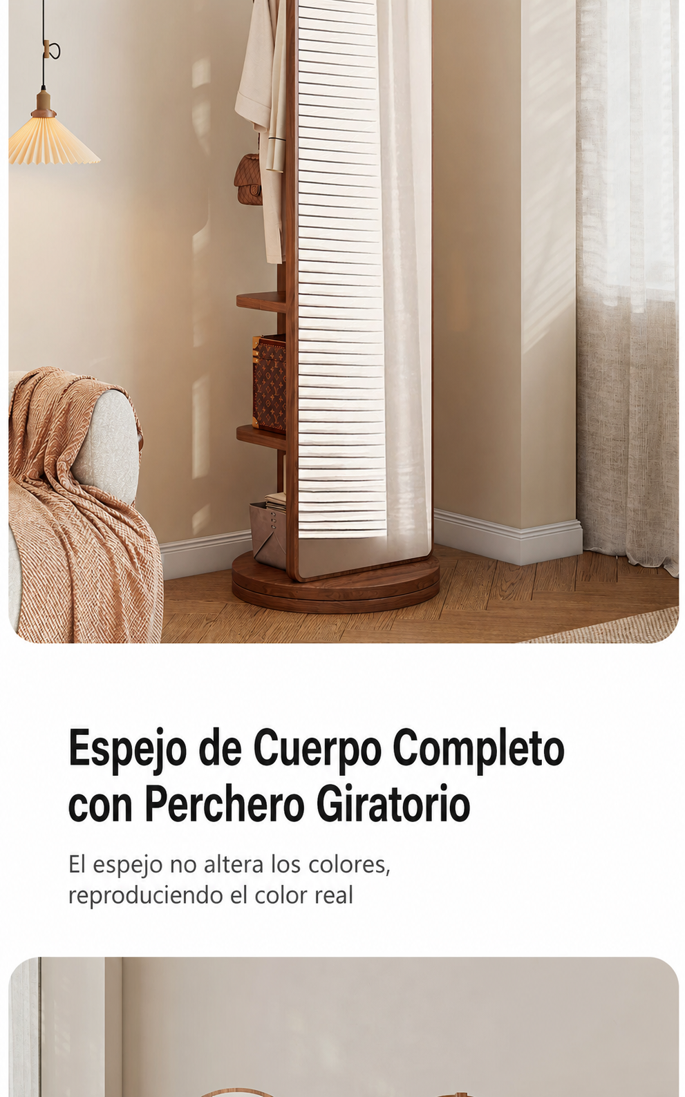 Espejo de Cuerpo Completo con Perchero Giratorio - 9