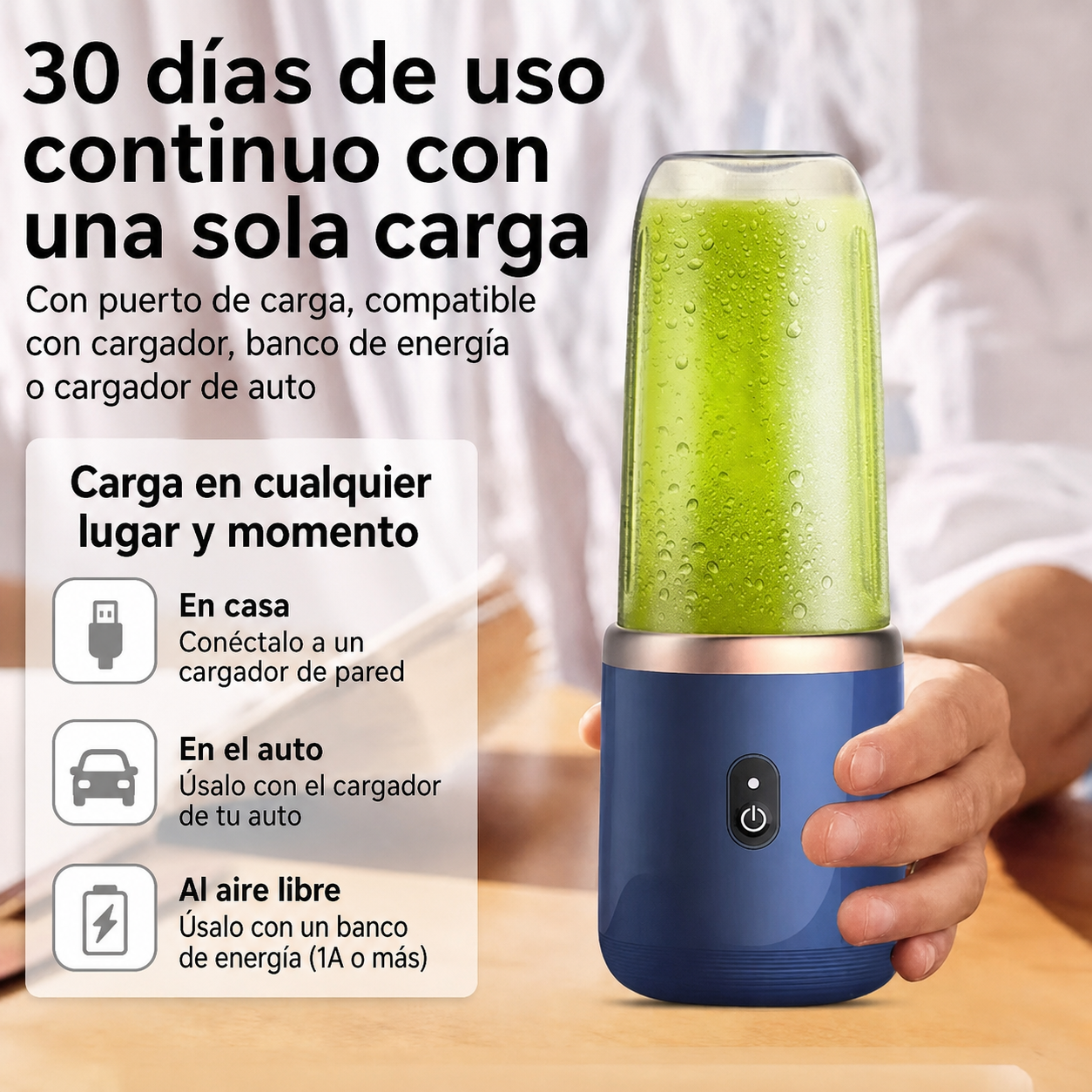 Licuadora portátil inalámbrica con batería integrada 400 ml - 4