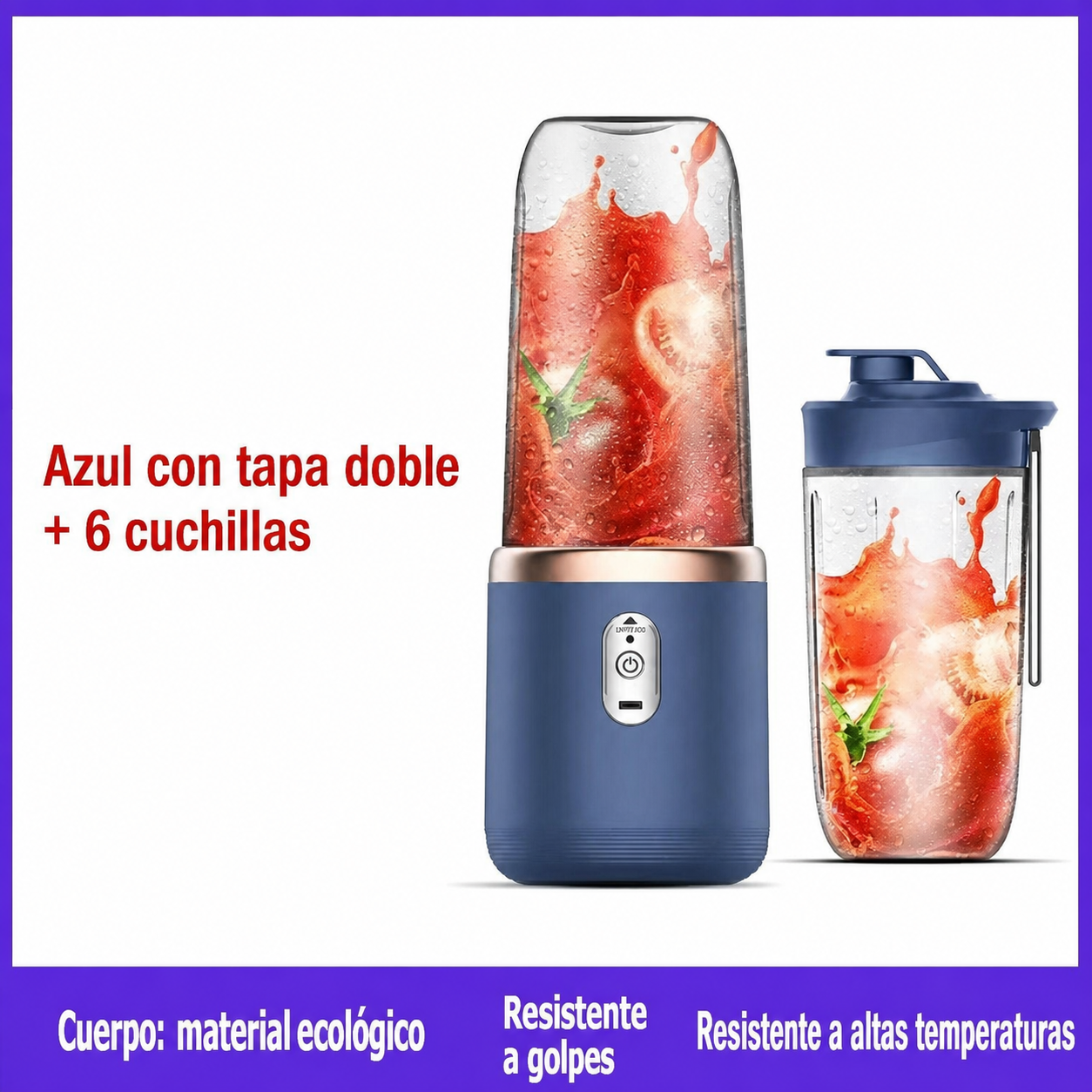 Licuadora portátil inalámbrica con batería integrada 400 ml