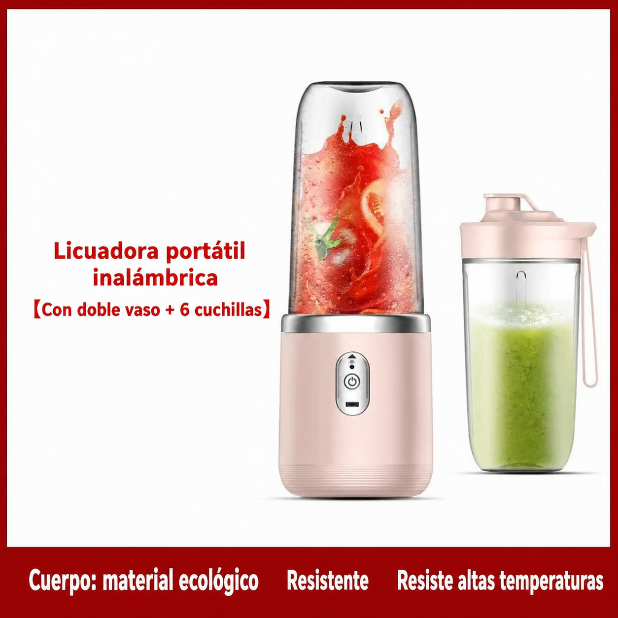Licuadora portátil inalámbrica con batería integrada 400 ml