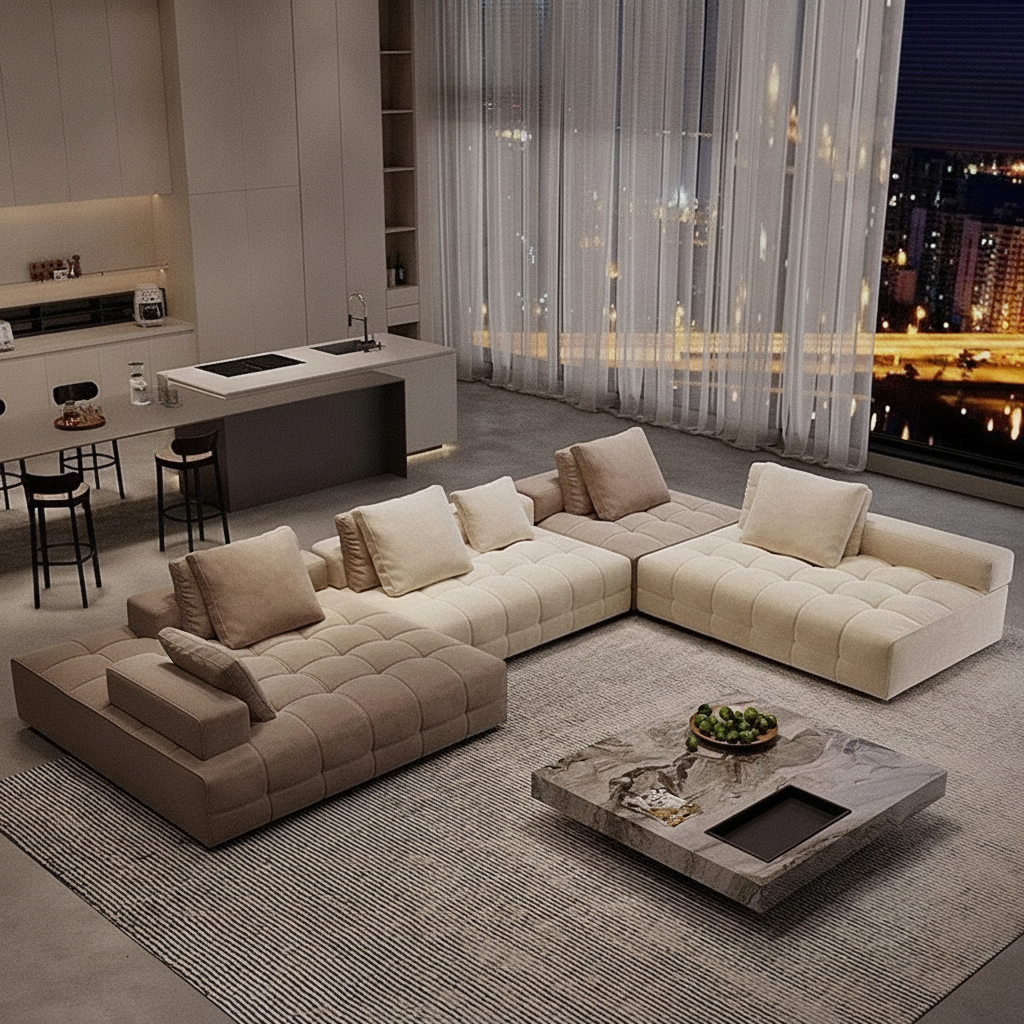 Sofá modular de tela mate estilo minimalista italiano - 2