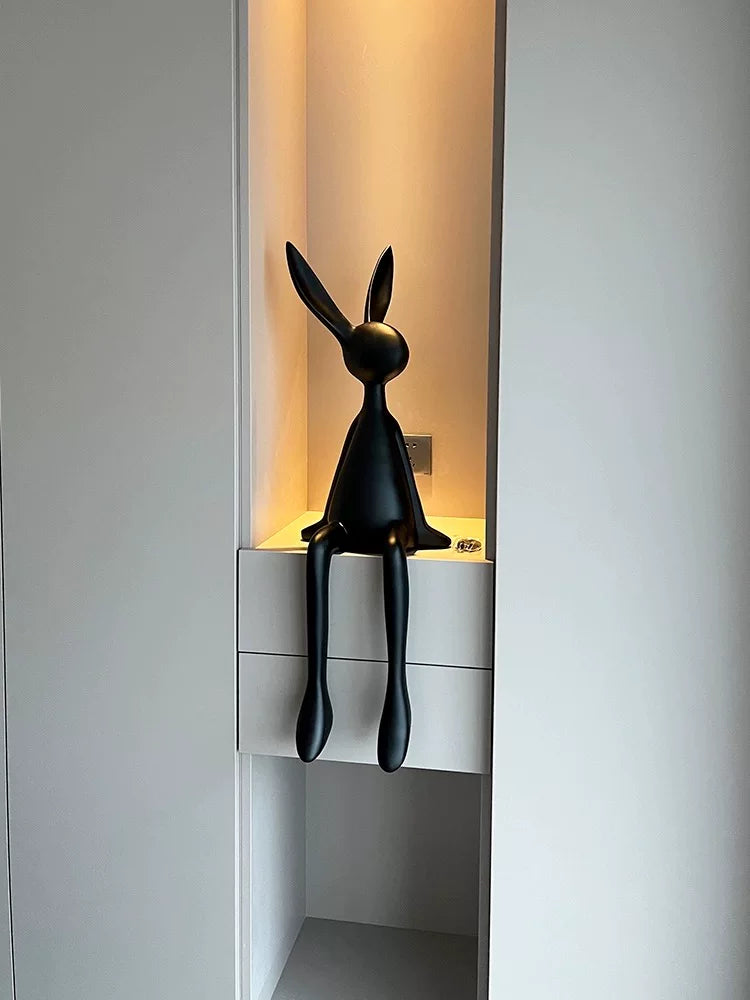 Figura Decorativa de Conejo y Ratón en Resina - 3