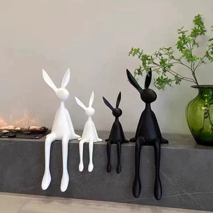 Figura Decorativa de Conejo y Ratón en Resina - 5