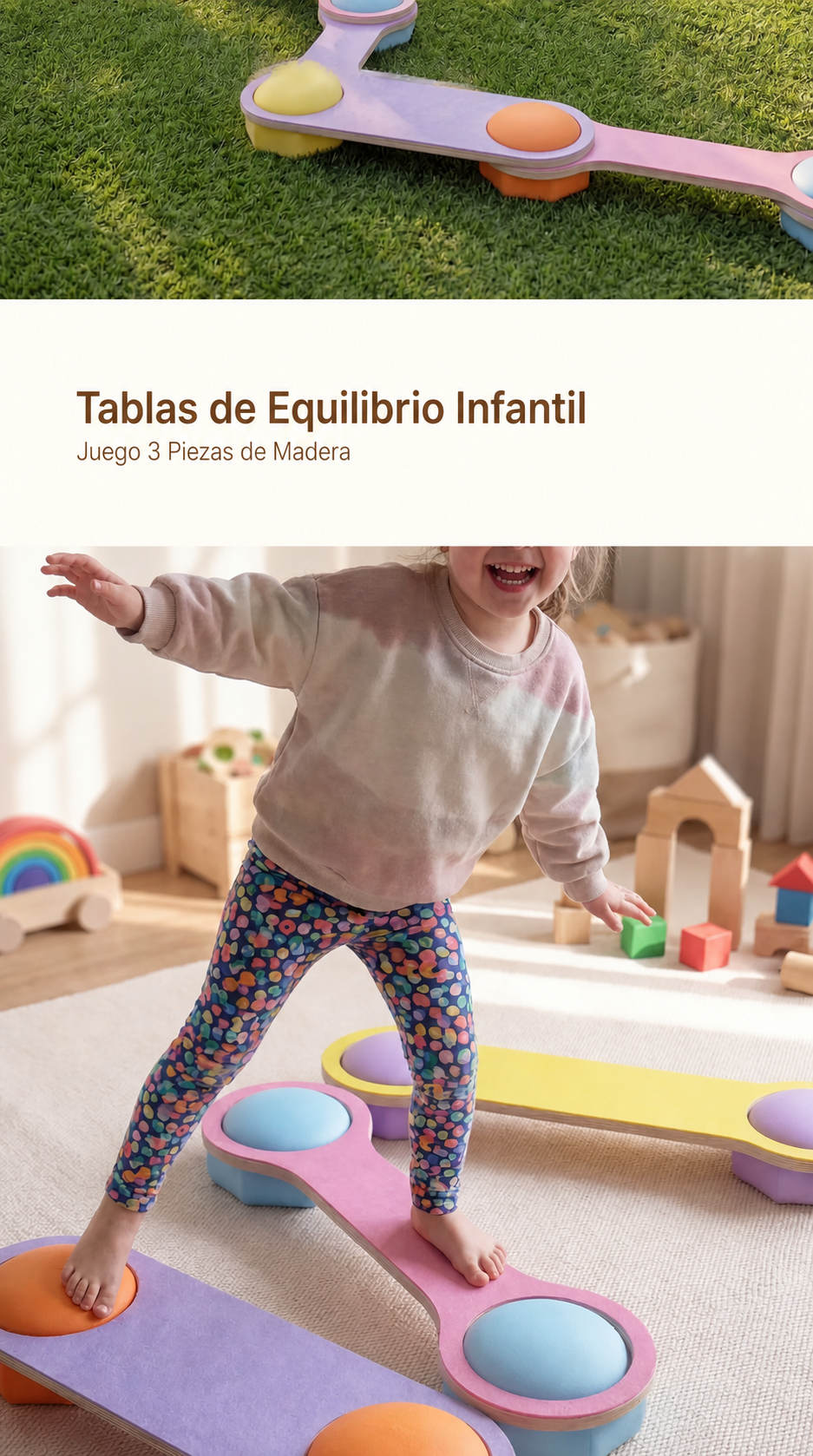 Tablas de Equilibrio Infantil Set 3 Piezas Madera - 6