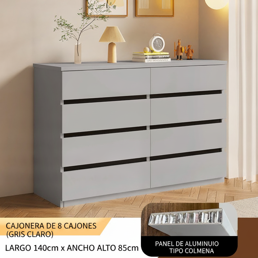 Cómoda con cajones madera sala o recámara moderna
