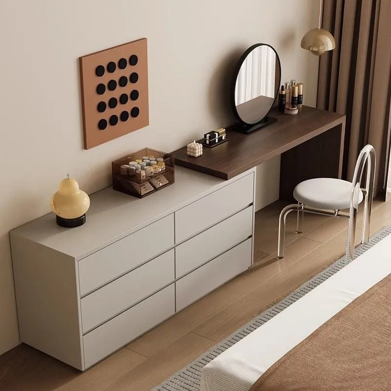 Tocador minimalista con cómoda y ruedas para recámara - 1