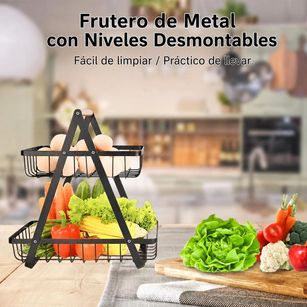 Canasta de Frutas de Metal con Niveles Desmontables - 1