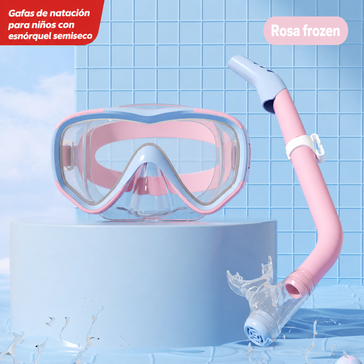 Goggle de natación para niños con snorkel semiseco