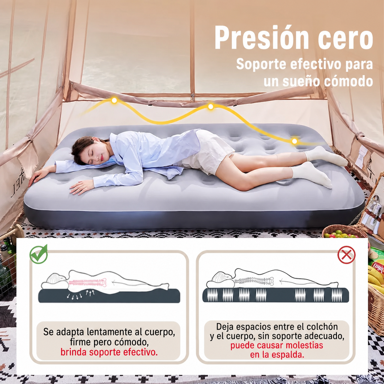 Colchón Inflable para Camping con Bomba Integrada - 2