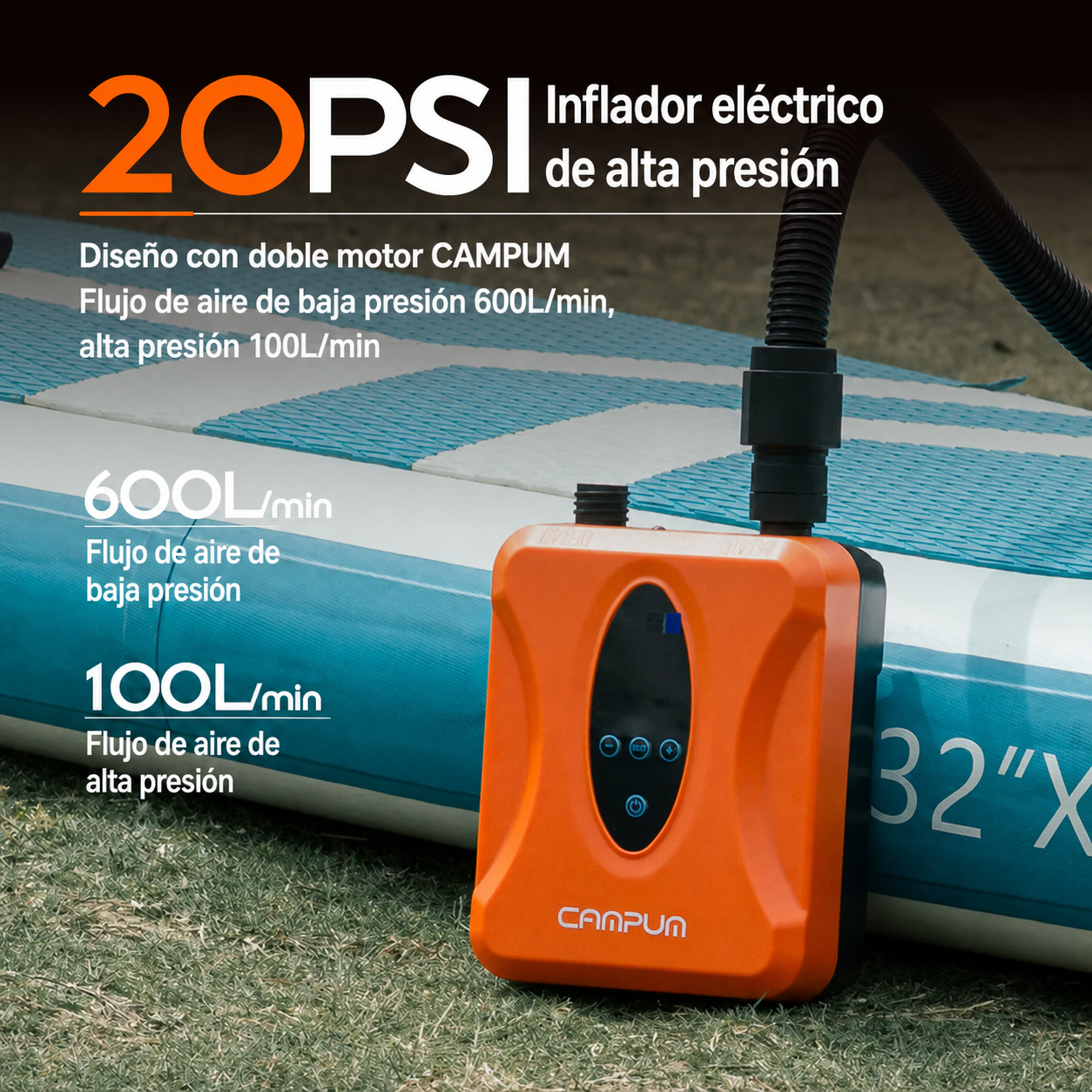 Inflador eléctrico de alta presión 120W Campum - 2