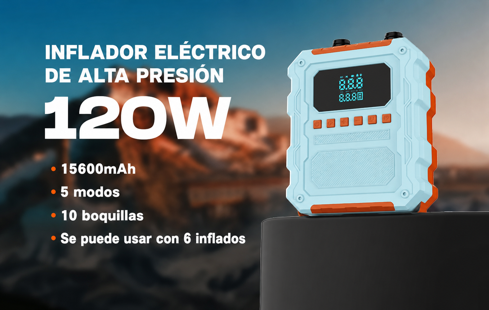 Inflador eléctrico de alta presión 120W Campum - 5