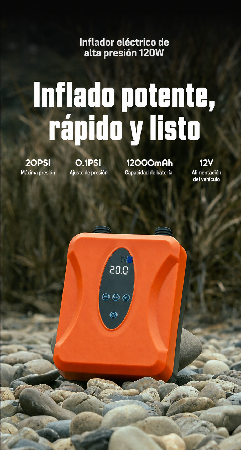 Inflador eléctrico de alta presión 120W Campum - 6