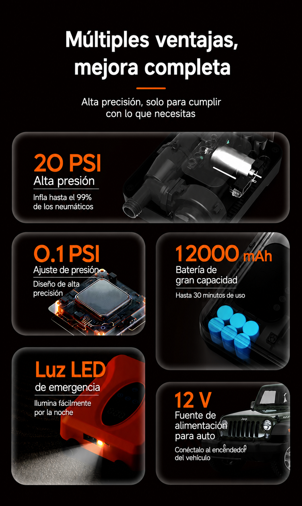 Inflador eléctrico de alta presión 120W Campum - 7