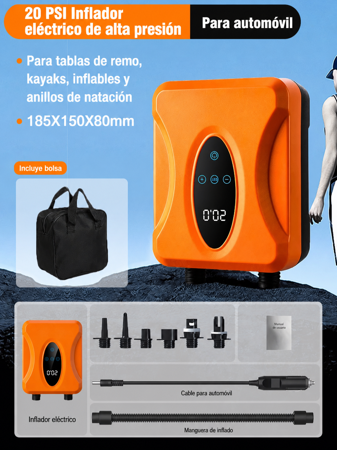 Inflador eléctrico de alta presión 120W Campum