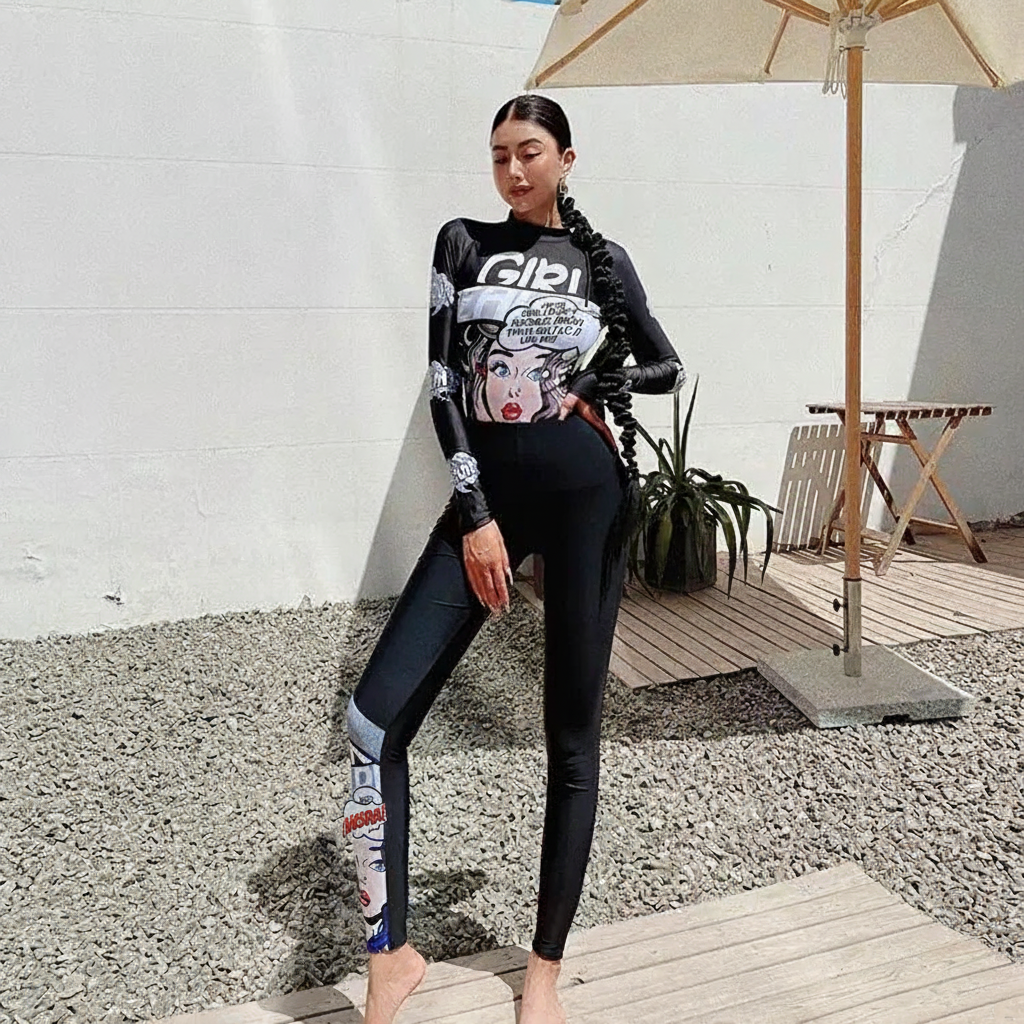 Traje de baño manga larga estampado protección solar - 14