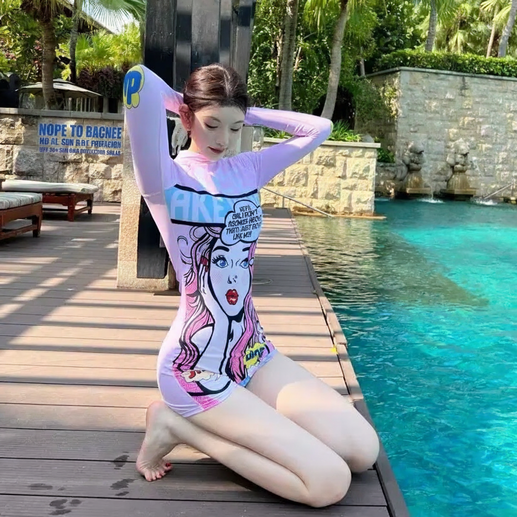 Traje de baño manga larga estampado protección solar - 6